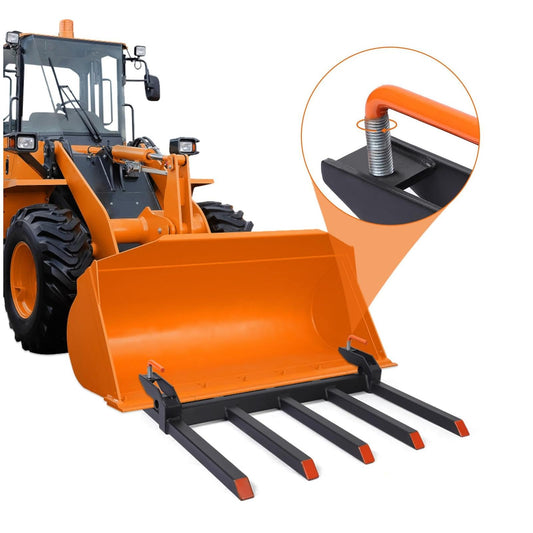 GARVEE 42" Clamp-On Debris Forks - 2500LB Capacity, 5-Tine Steel Design for Tractors & Skid Steers (Durable, Easy Install, Farm/Construction)